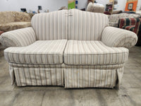 Beige Striped Upholstered Loveseat