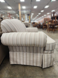 Beige Striped Upholstered Loveseat