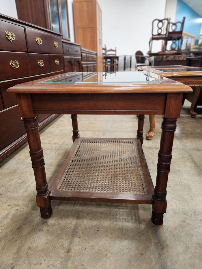 Glass Top Wooden Side Table