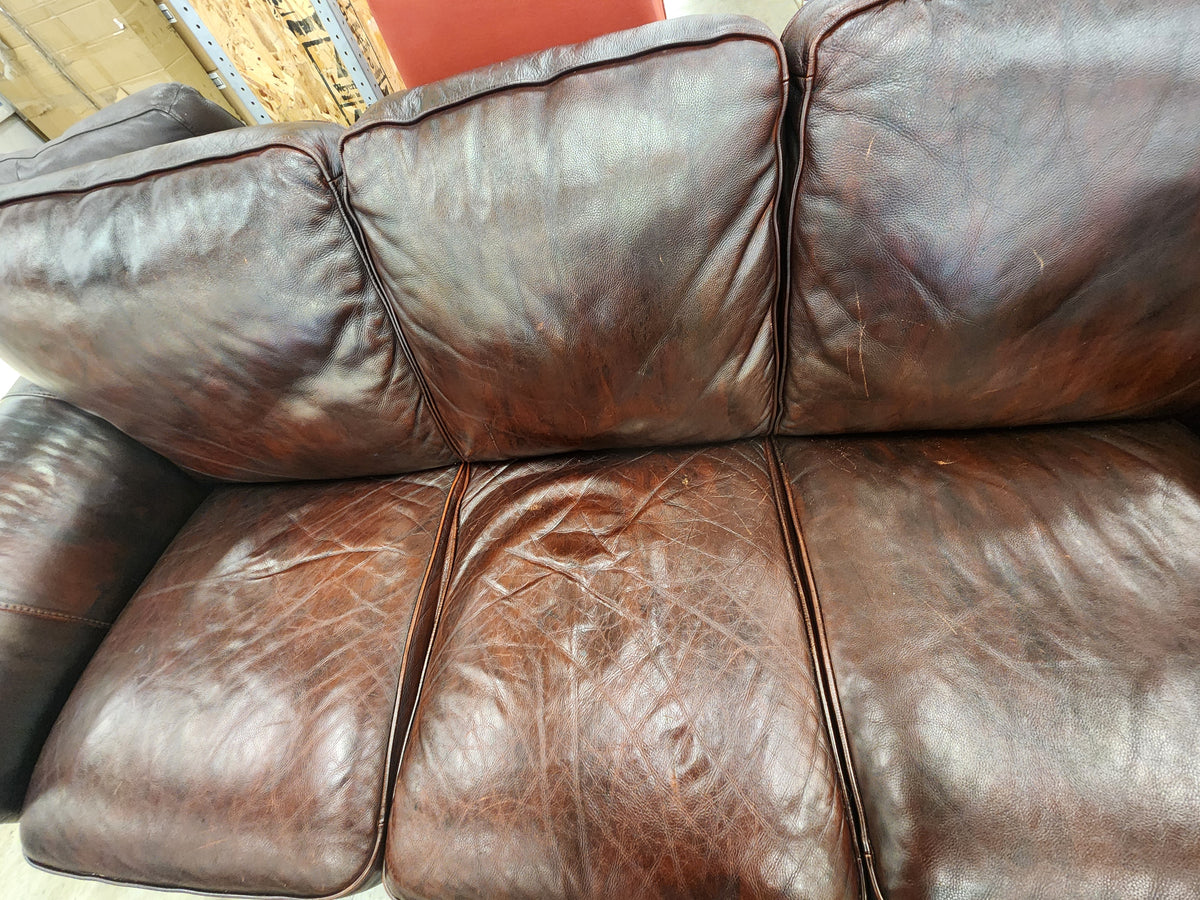 Dark Brown Leather 3 Seater Sofa