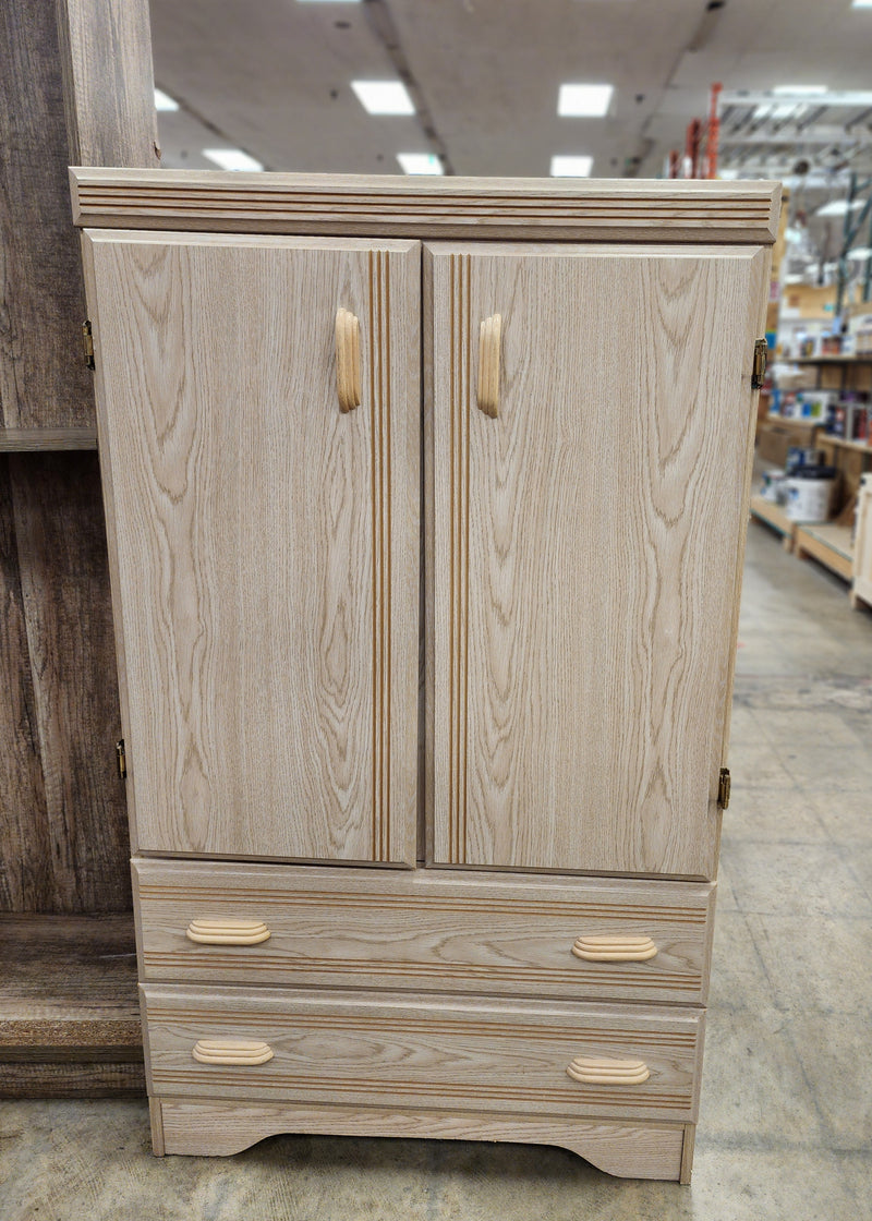 Light Oak 2 Door Wardrobe w/ 2 Drawers