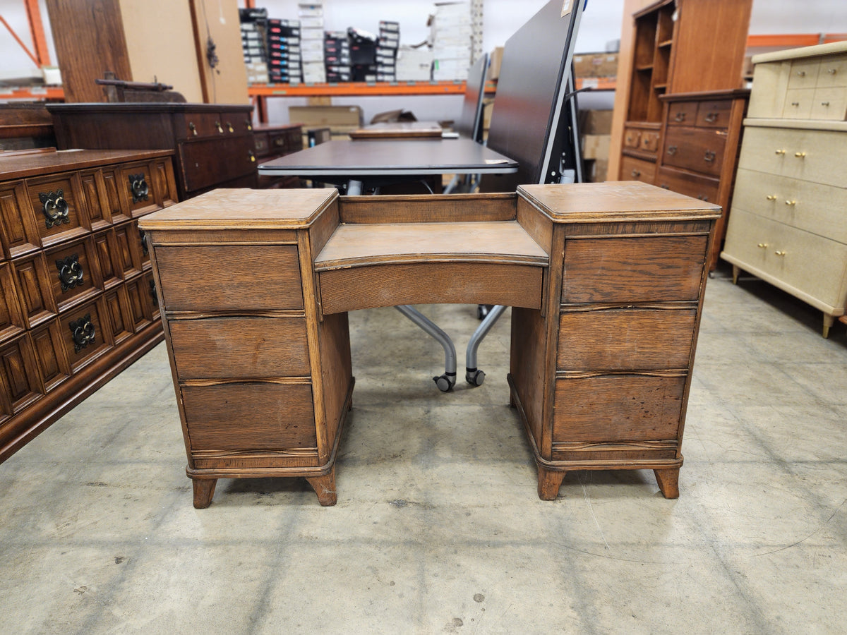 Antique Dark Wooden Desk w/ 7 Drawers