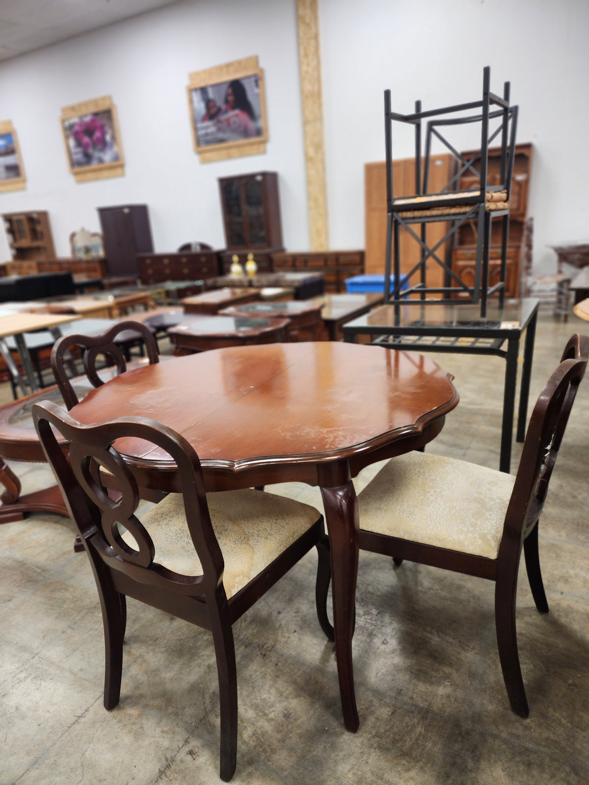 Wooden Dining Table w/ 3 Chairs