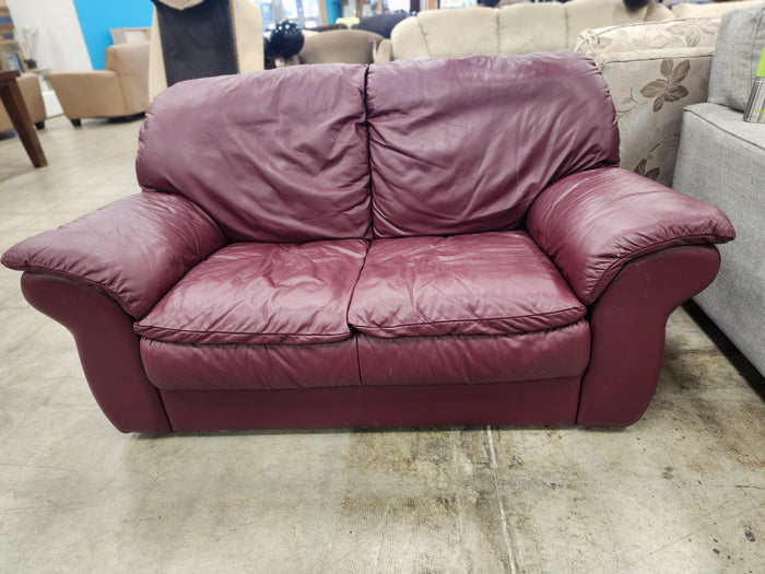 Burgundy Faux Leather Loveseat