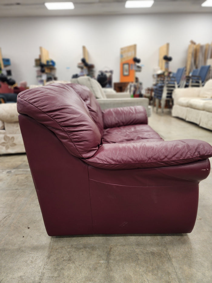 Burgundy Faux Leather Loveseat