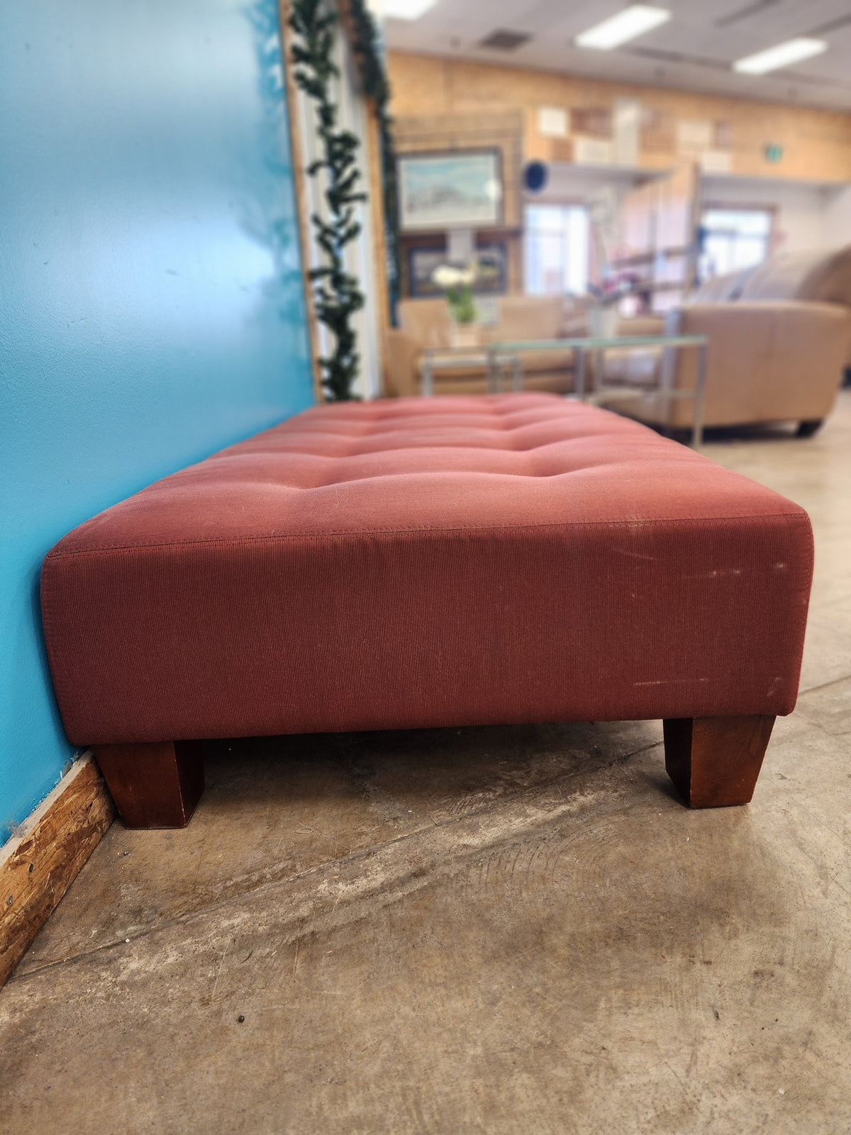 Dark Red Tufted Bench