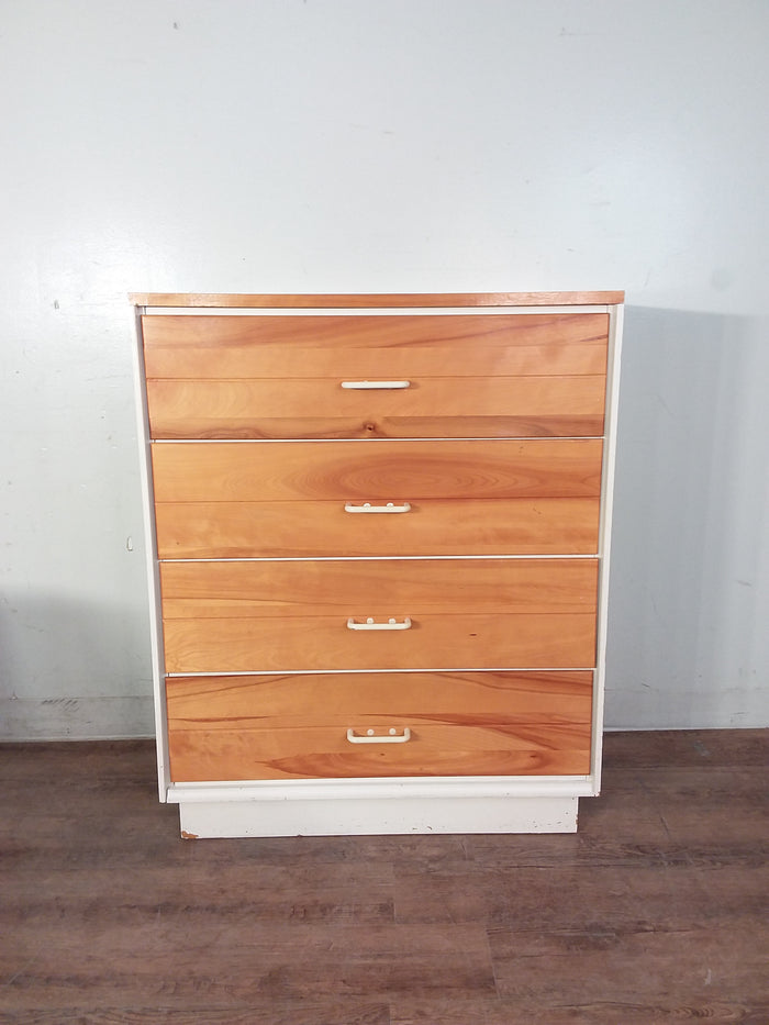 White & Maple Color 4 Drawer Dresser