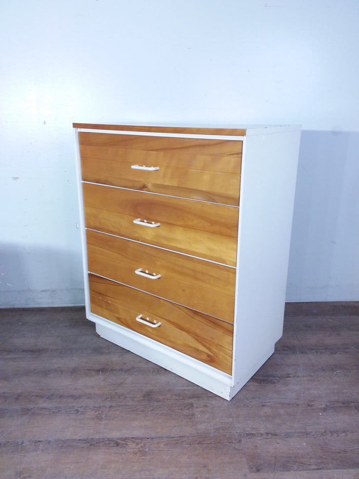 White & Maple Color 4 Drawer Dresser