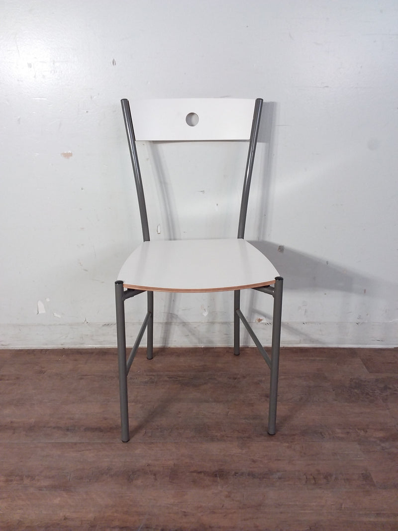 White & Grey Metal Dining Chair