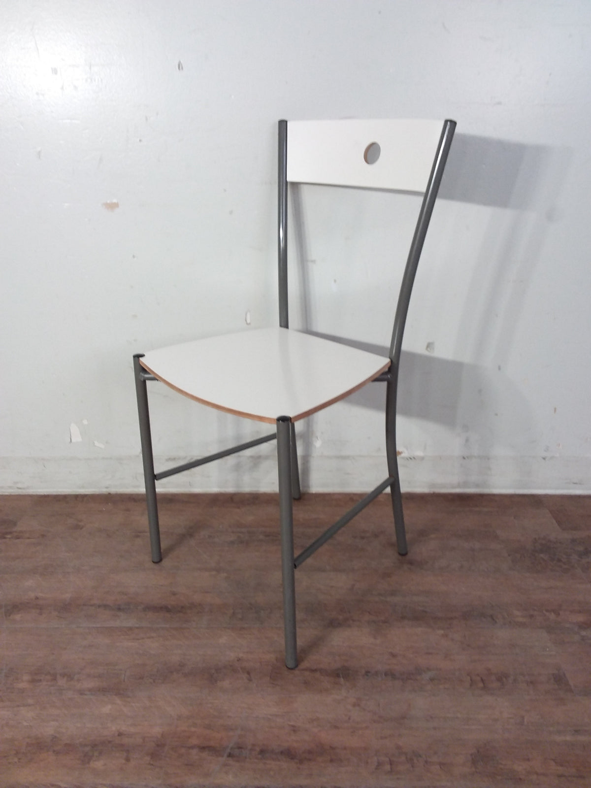 White & Grey Metal Dining Chair