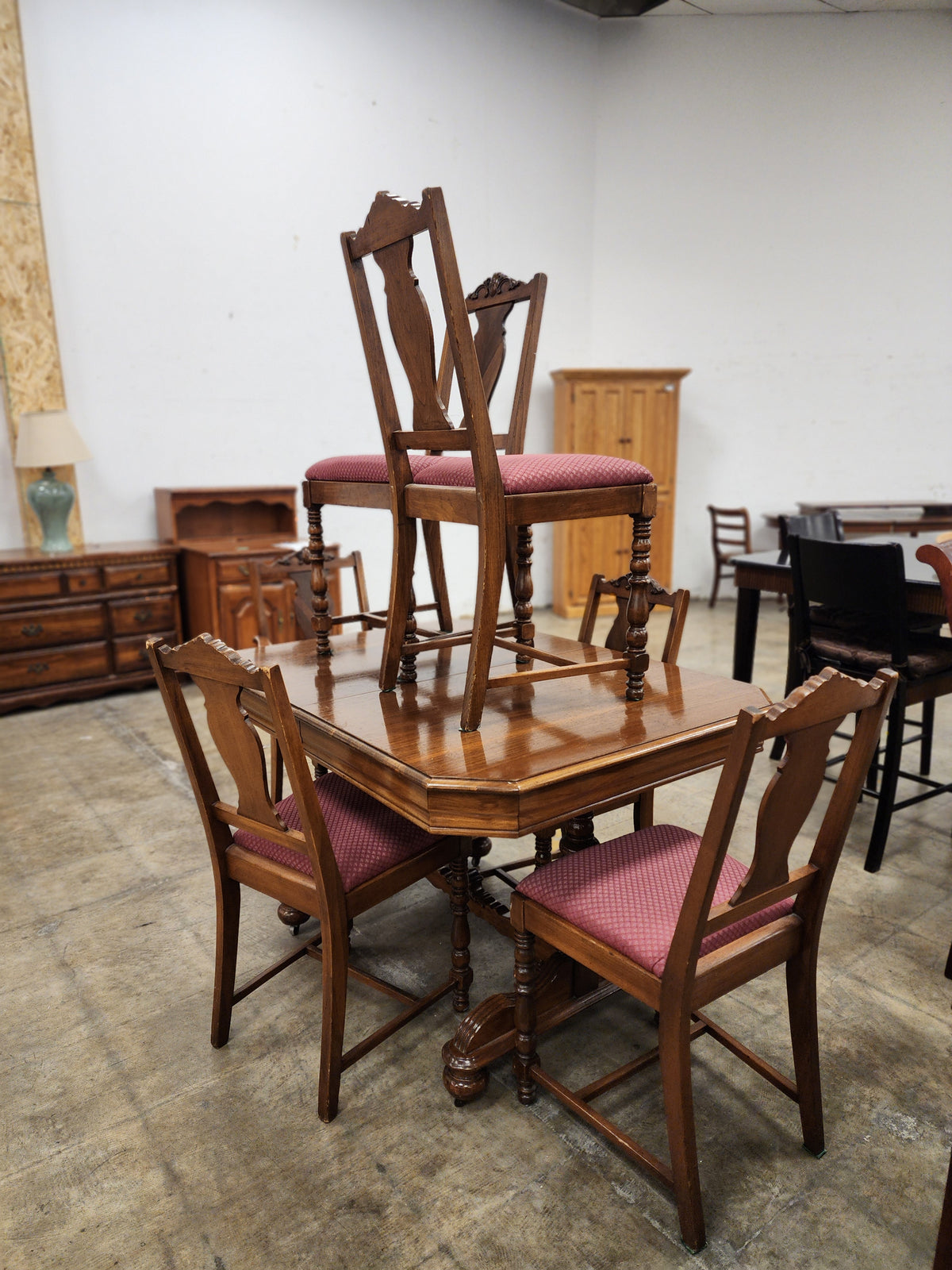 Vintage Dark Walnut Dining Set