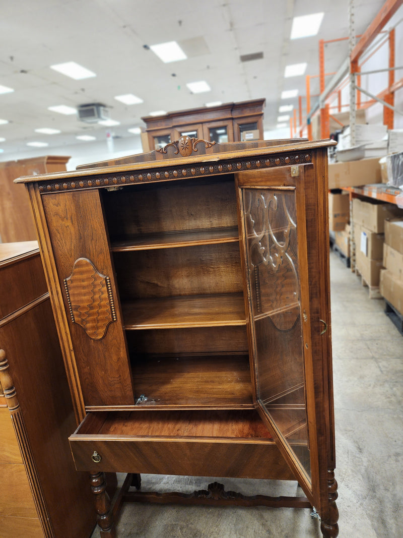 Antique China Cabinet w/ Wheels