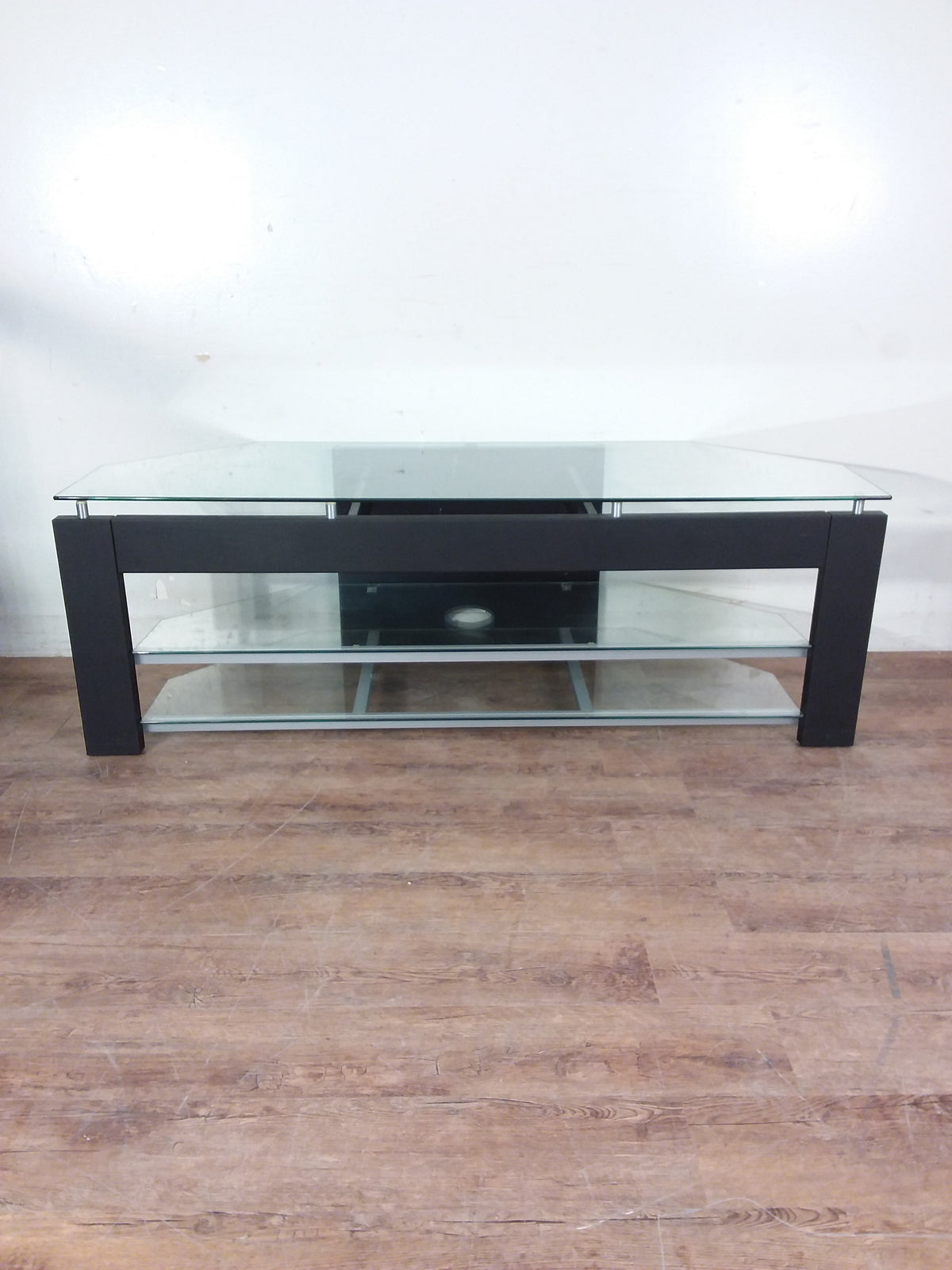 Black Metal & Glass T.V. Stand