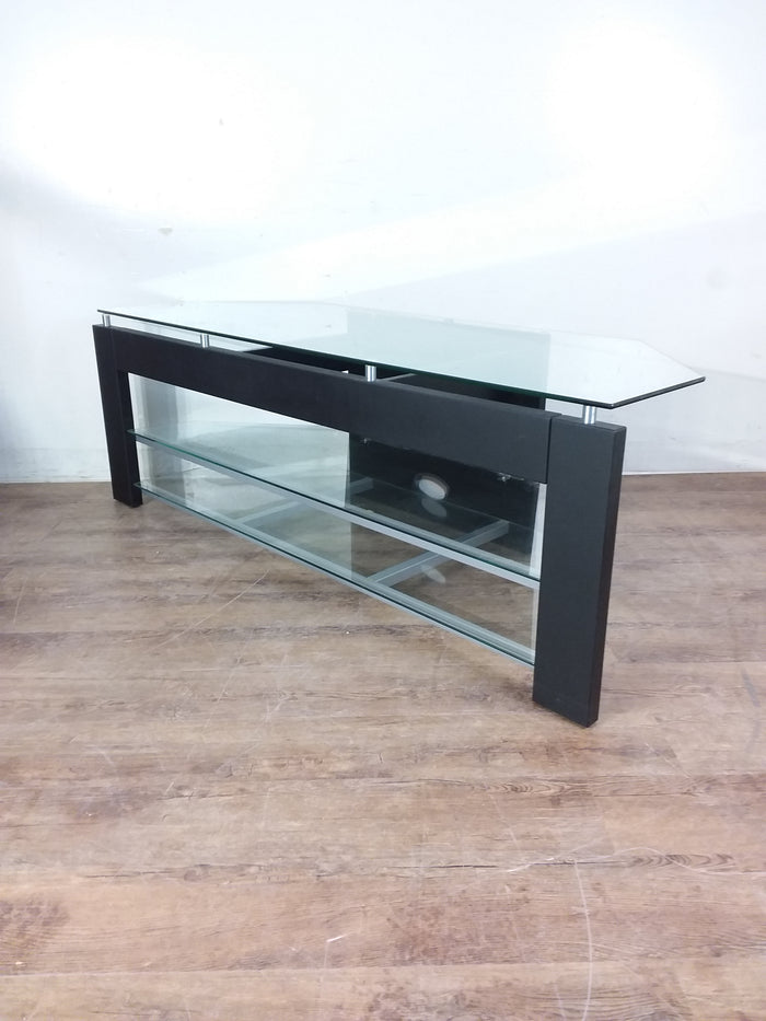 Black Metal & Glass T.V. Stand