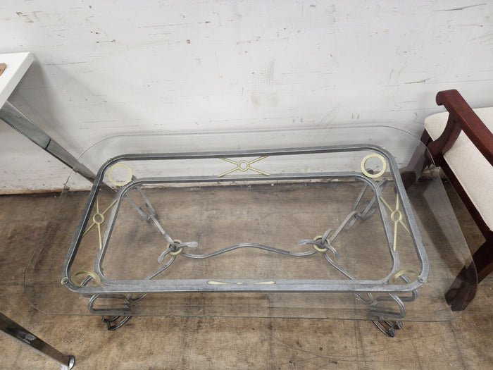 Wrought Iron Coffee Table w/ Glass Top