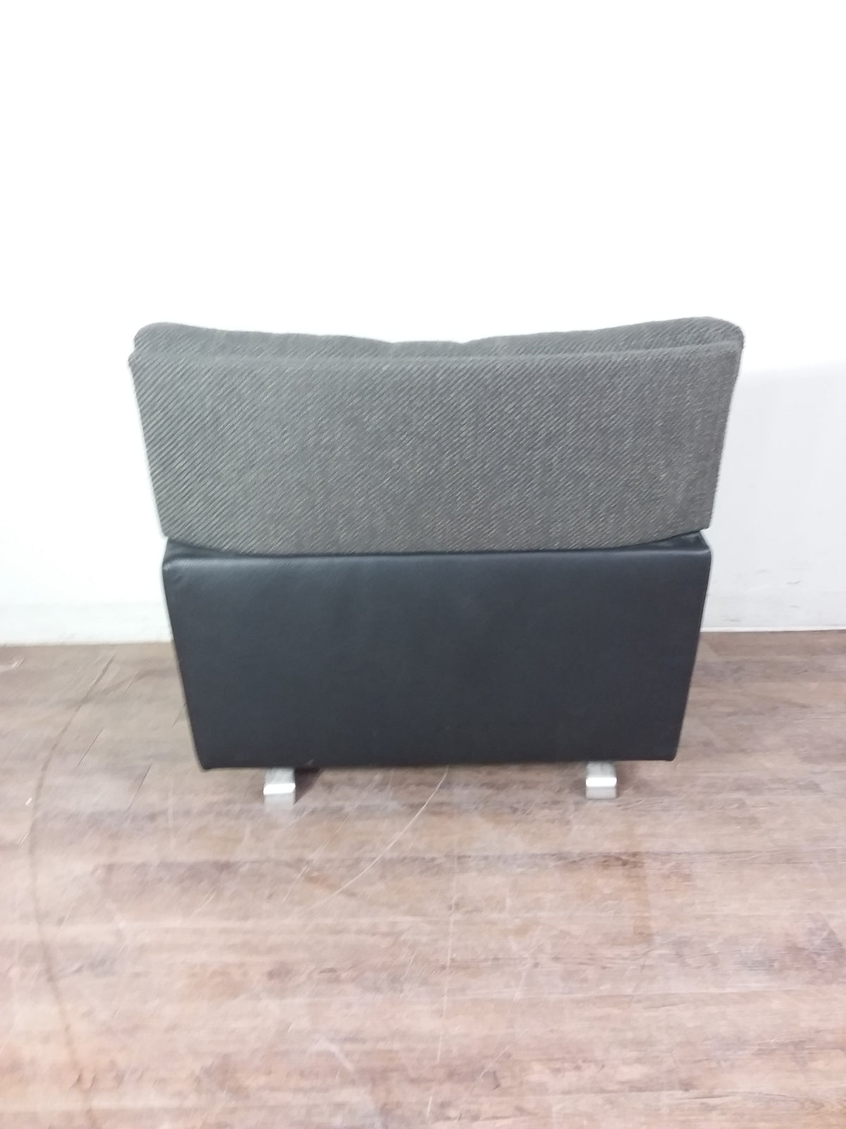 Black Leather & Grey Fabric Armchair