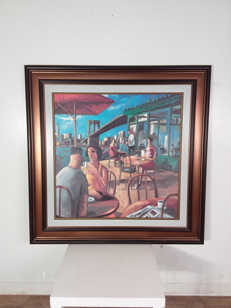 Cafe By A Bridge Framed Print