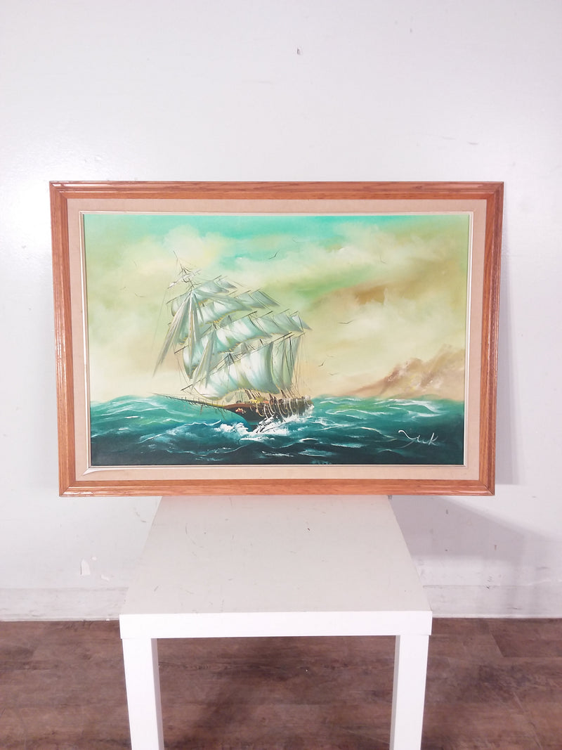 Ship On The Sea Framed Painting