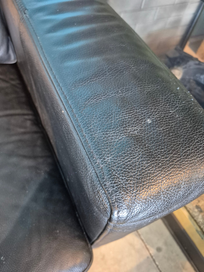 Black Leather 3-Seat Sofa