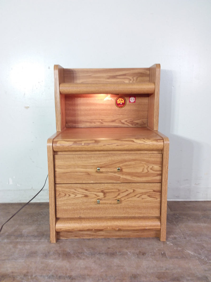 2 Drawer Nightstand With Shelf