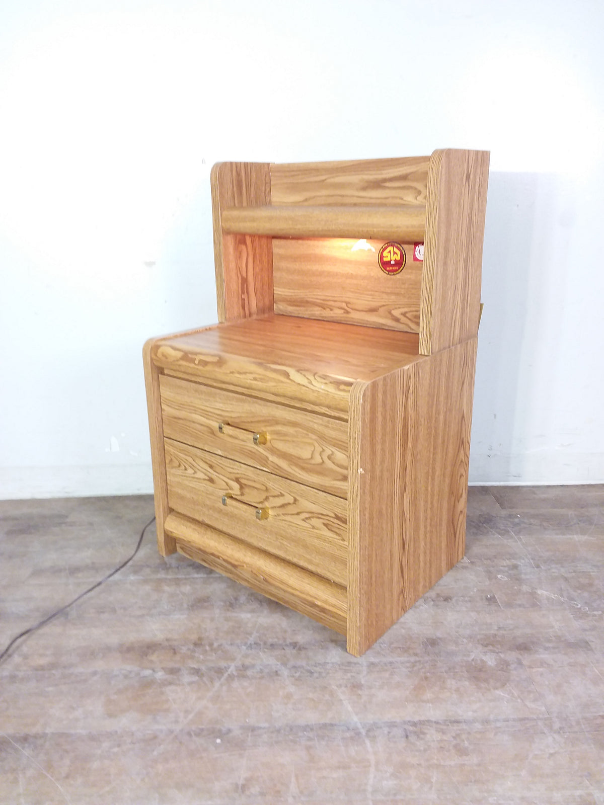 2 Drawer Nightstand With Shelf