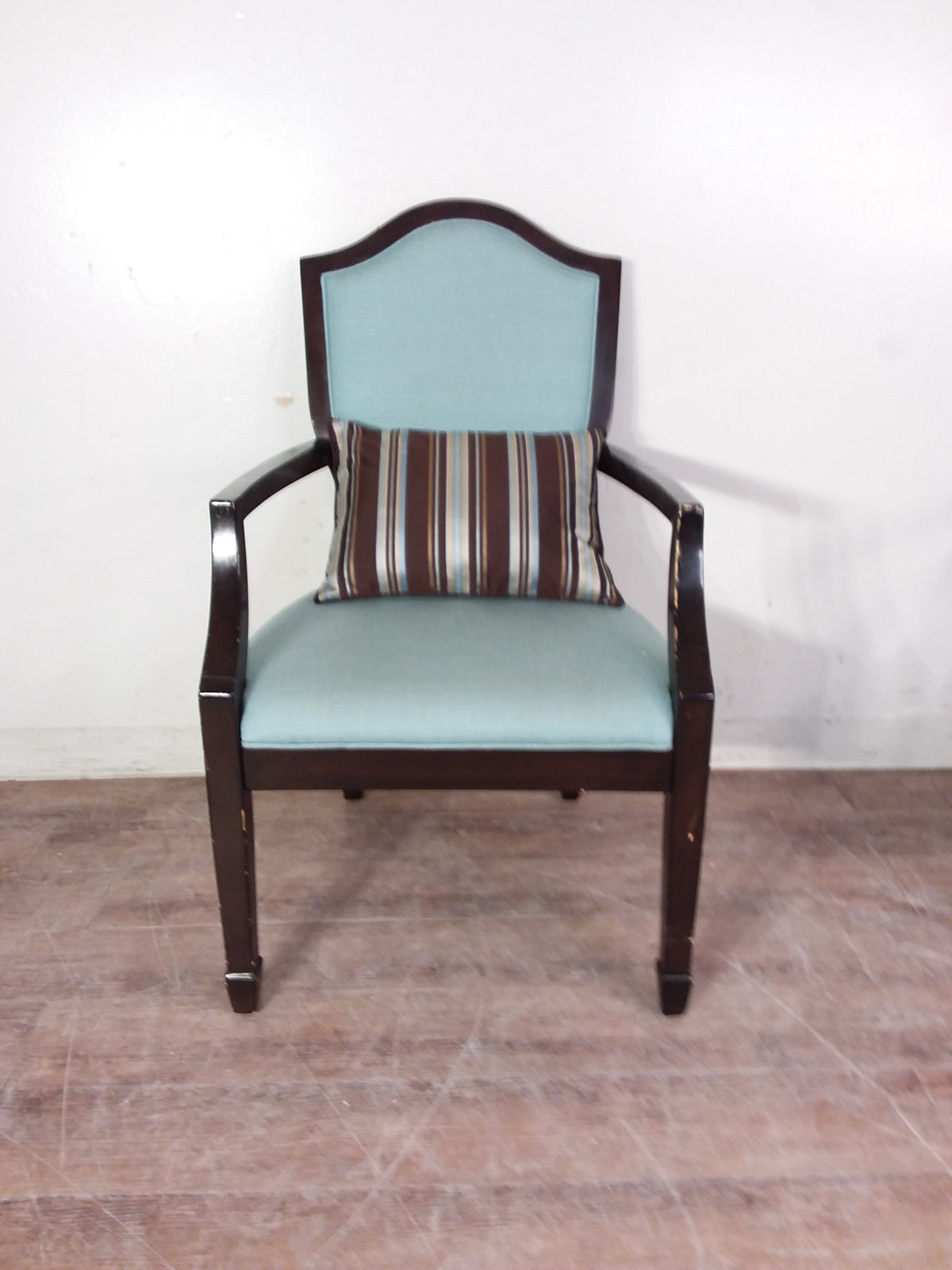 Light Blue & Brown Wood Accent Chairs