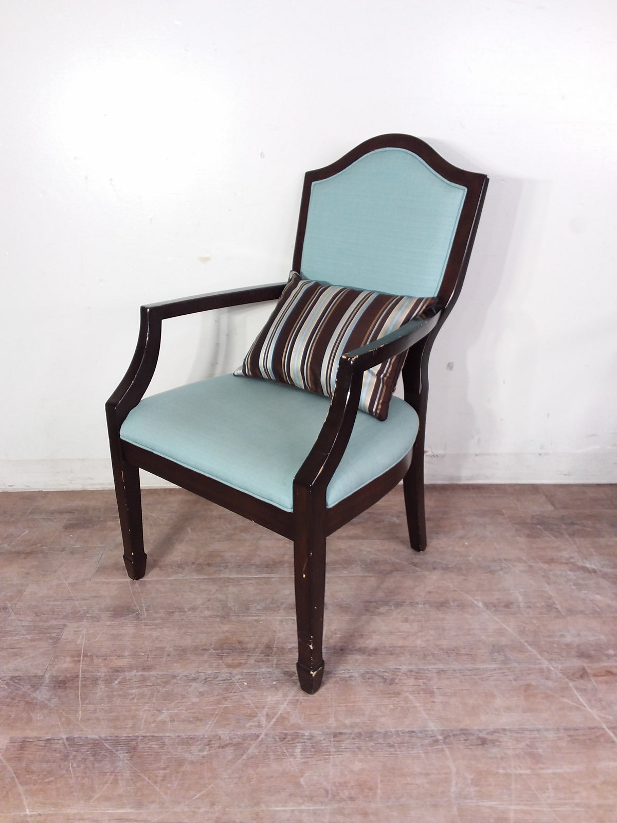 Light Blue & Brown Wood Accent Chairs