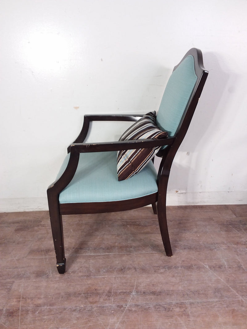 Light Blue & Brown Wood Accent Chairs