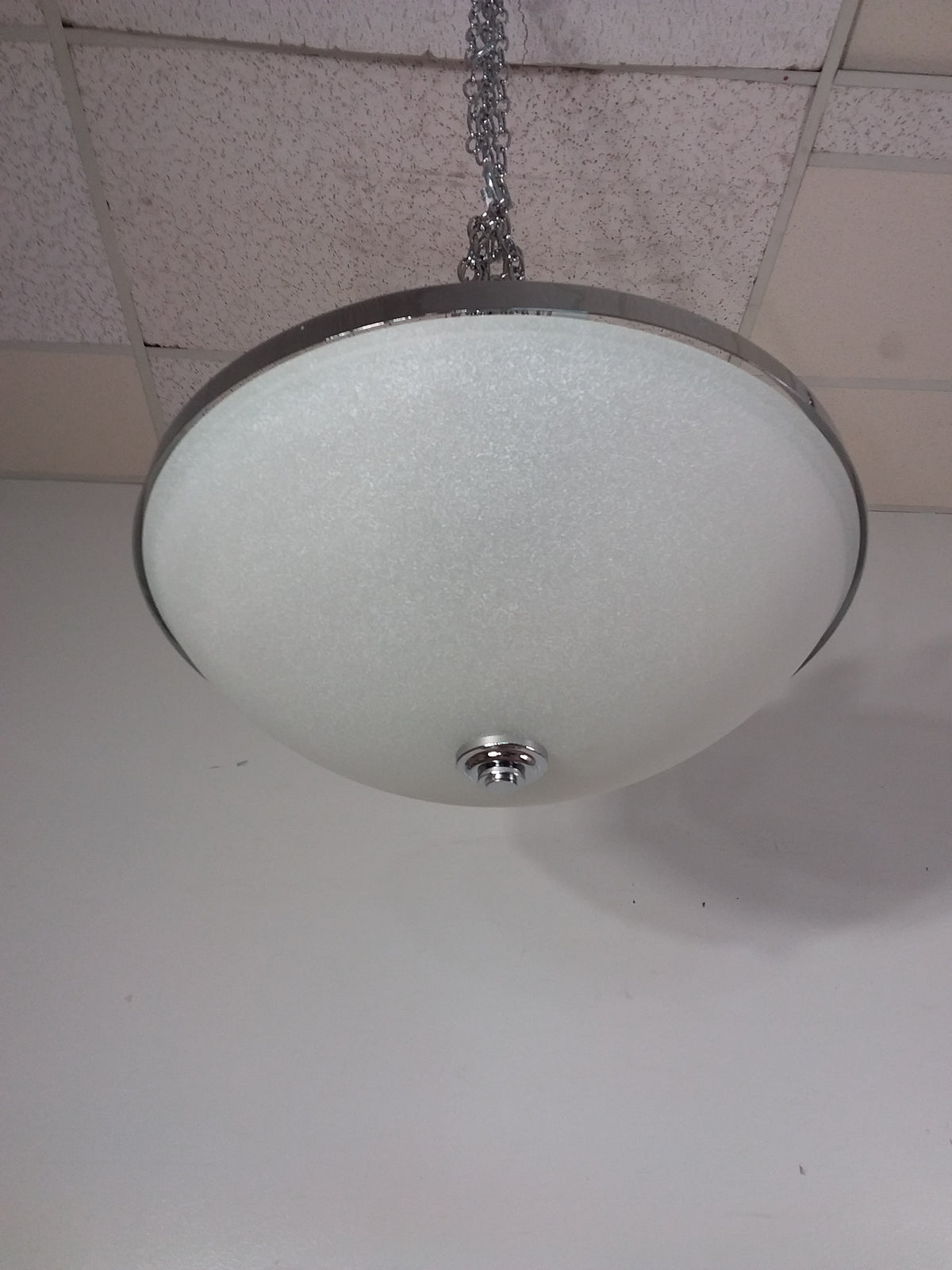 Round Frosted Chrome Finish Pendant