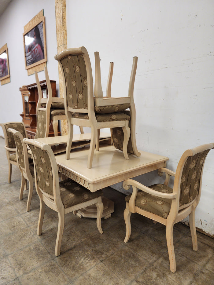 Cream & Green Dining Set w/ 2 Leaves