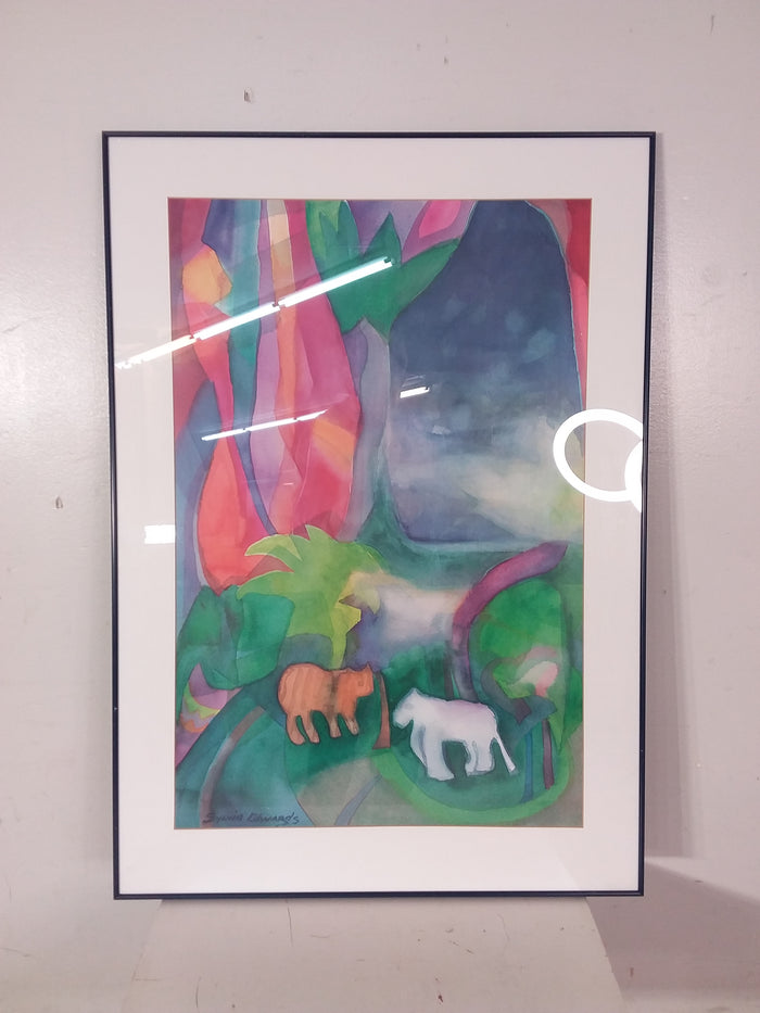 Colorful Animals Framed Watercolor Print