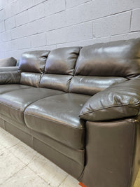 3-Seater Brown Leather Loveseat Sofa