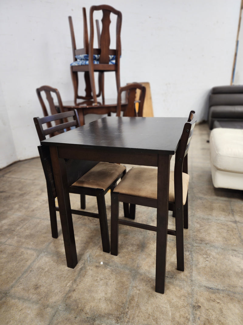 Dark Wooden Drop Leaf Dining Set