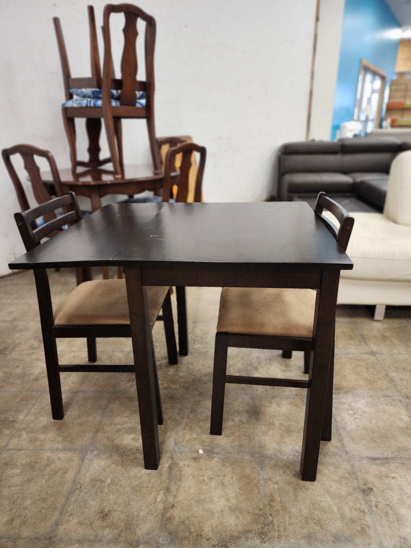 Dark Wooden Drop Leaf Dining Set