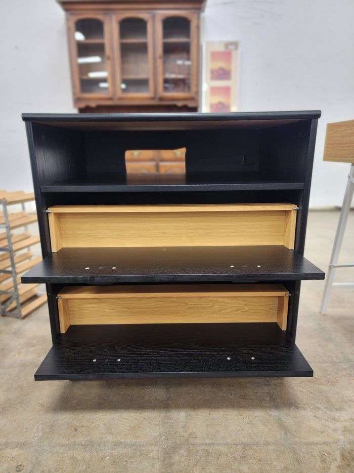 Black Shoe Cabinet w/ 2 Flip Drawers