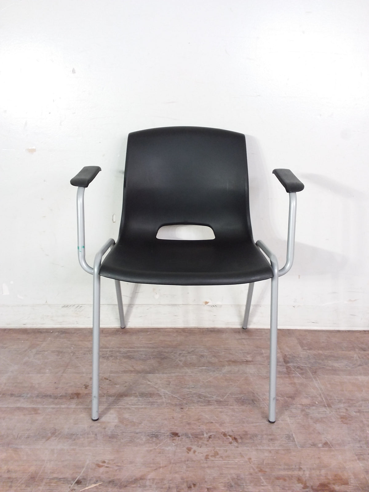 Silver Finish Metal & Black Plastic Chair