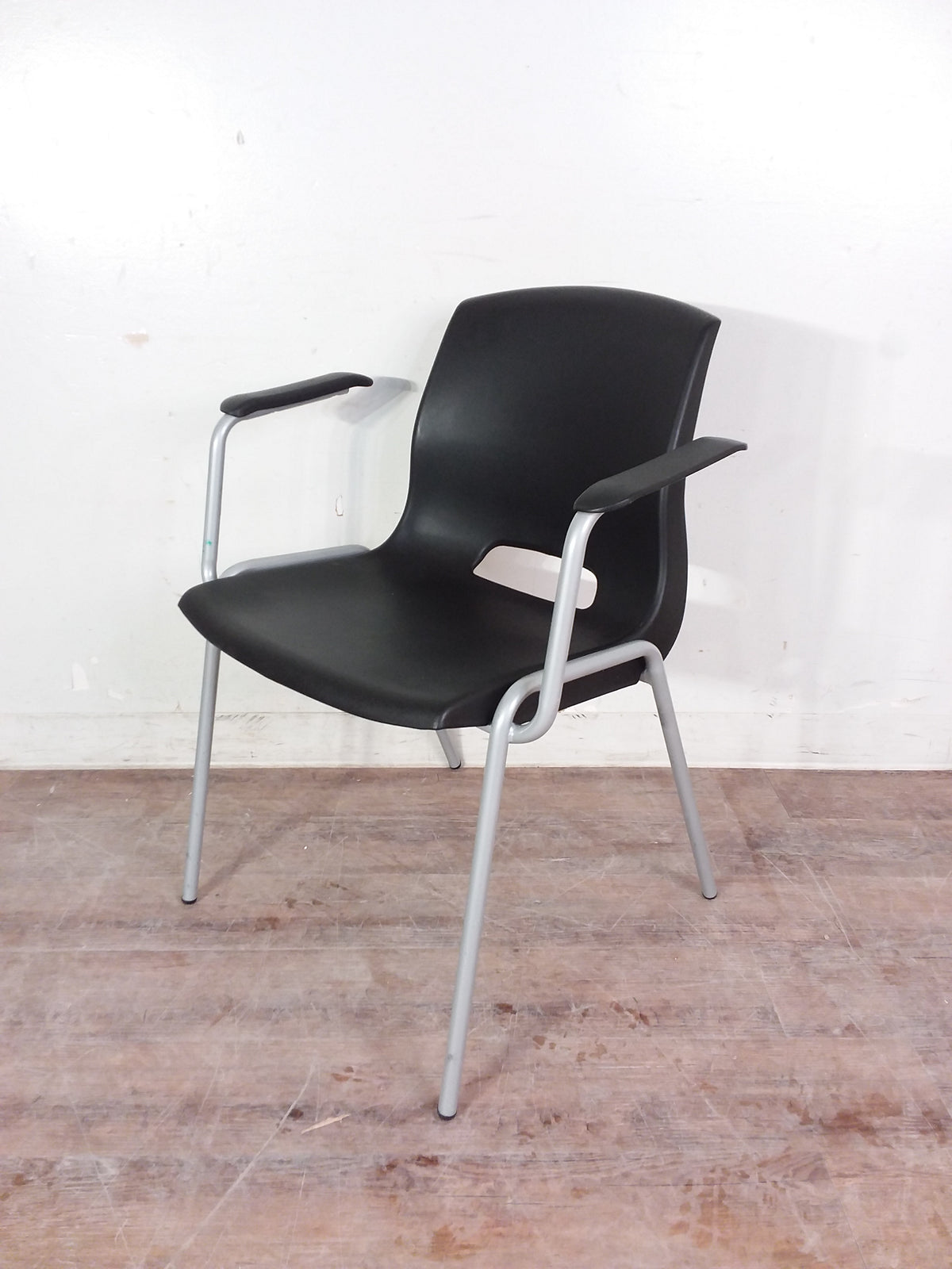 Silver Finish Metal & Black Plastic Chair