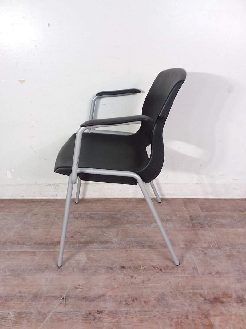 Silver Finish Metal & Black Plastic Chair