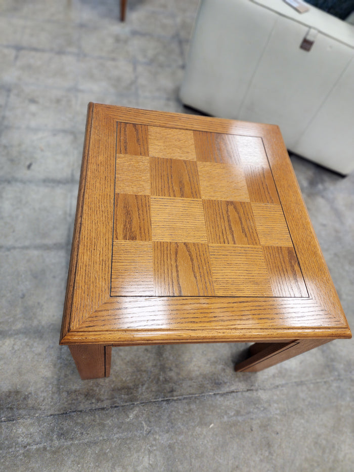 Wooden Checkered Side Table