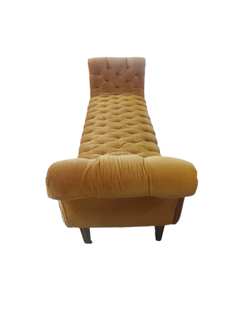 Yellow Upholstered Bench with Armrest