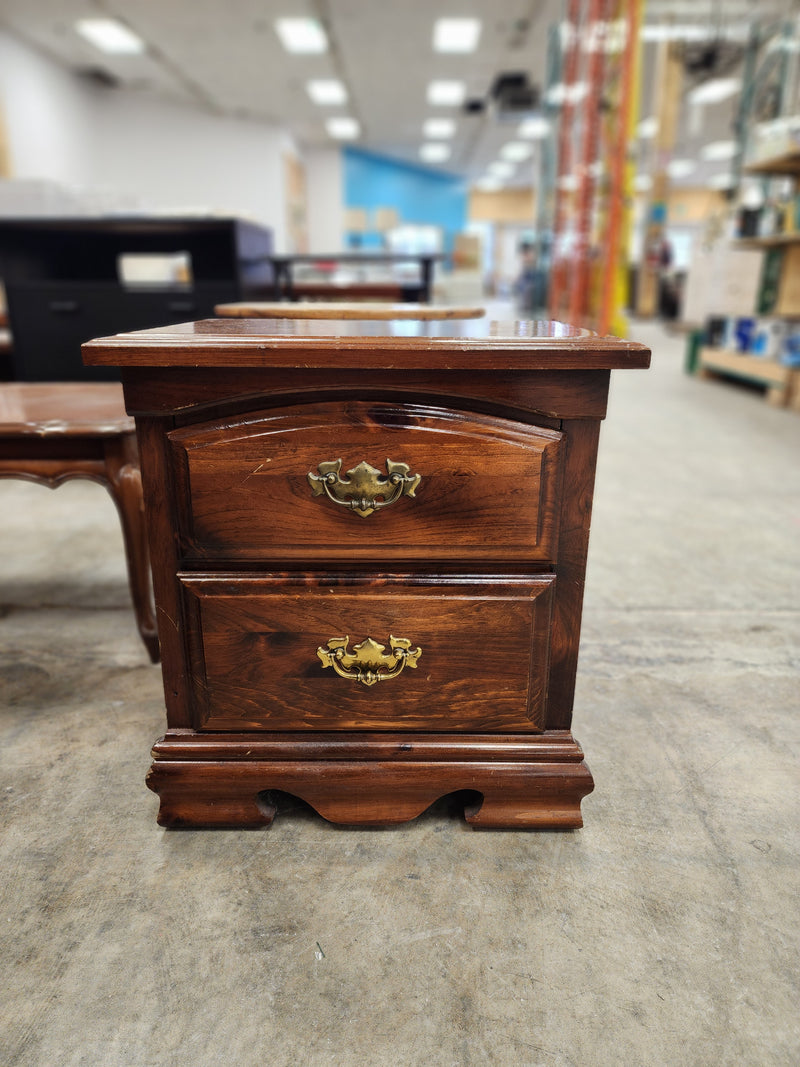 Walnut 2 Drawer Nightstand