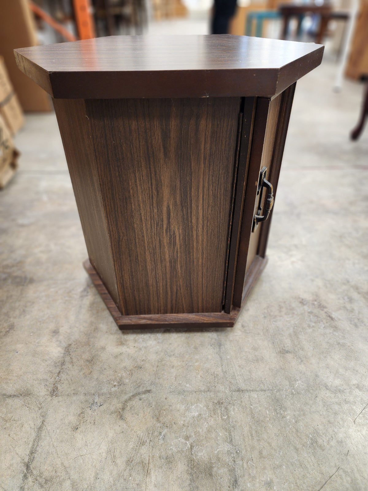 Dark Wood Hexagonal Side Table