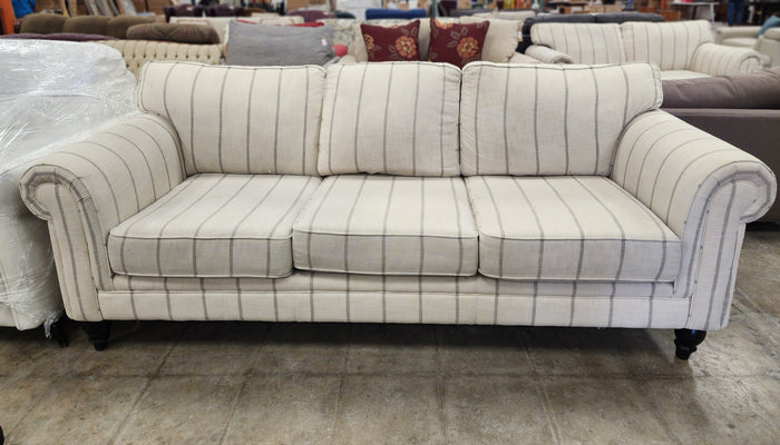 Beige Striped 3 Seater Sofa