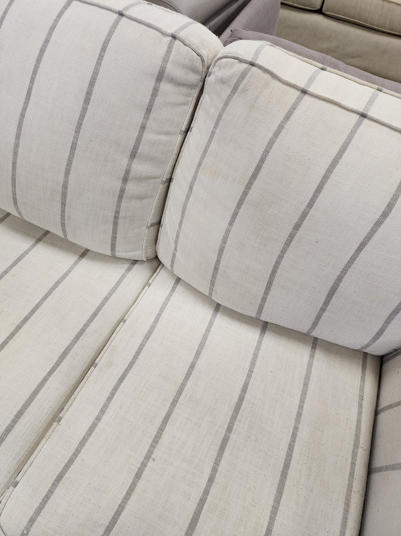 Beige Striped 3 Seater Sofa