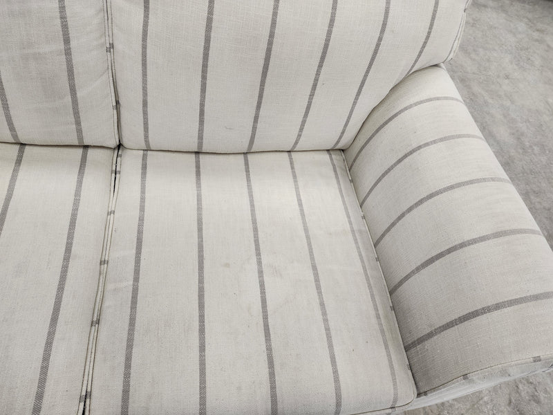 Beige Striped Upholstered Loveseat