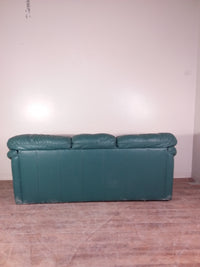 Green Leather Three Seat Sofa