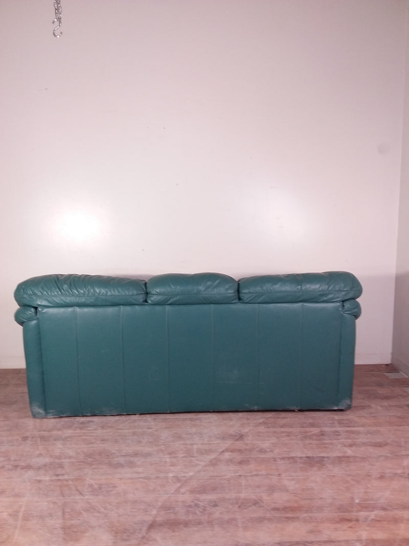 Green Leather Three Seat Sofa