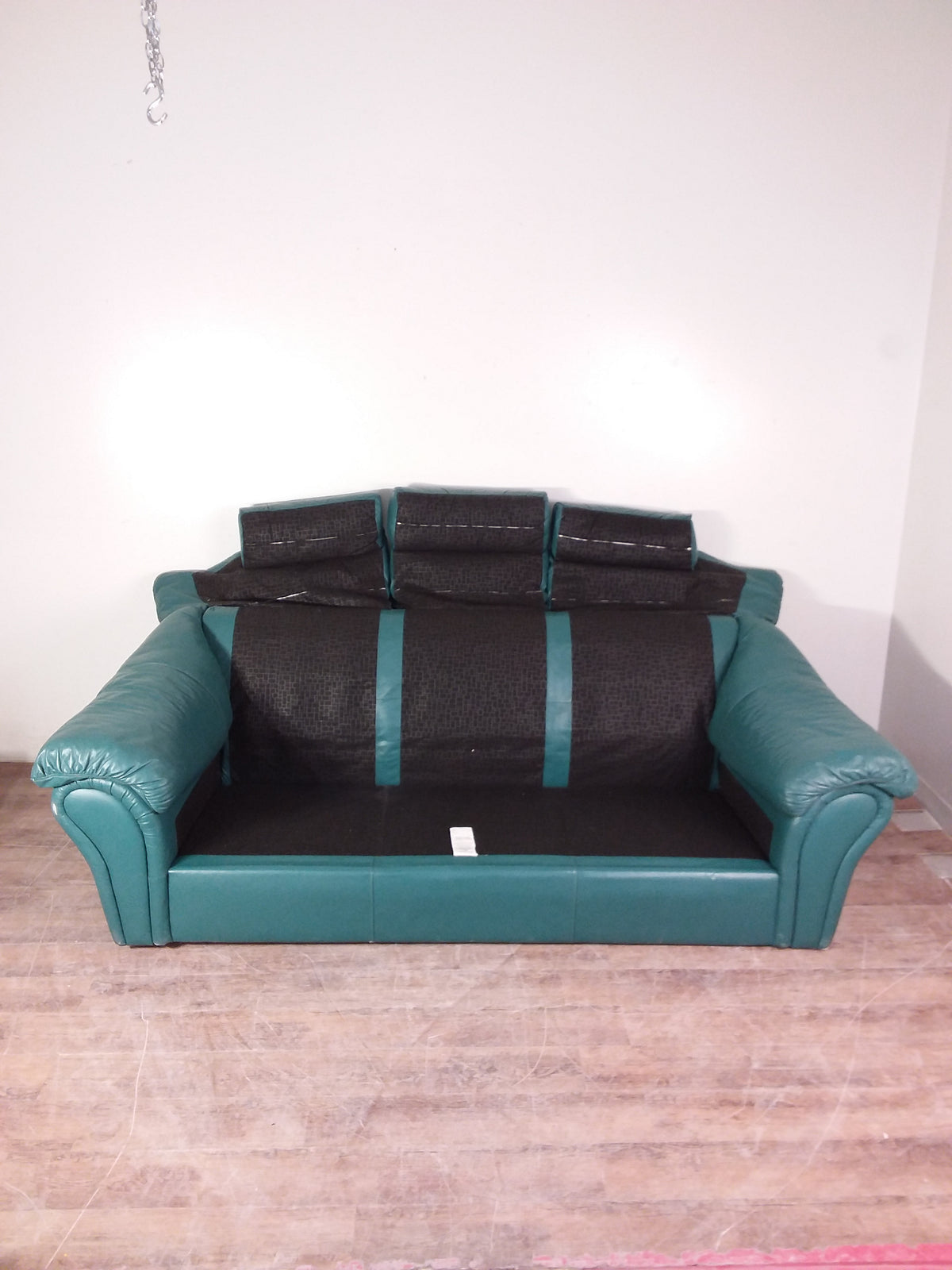 Green Leather Three Seat Sofa