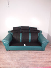 Green Leather Three Seat Sofa