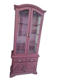 Dusty Rose Vintage-Style Glass Display Cabinet